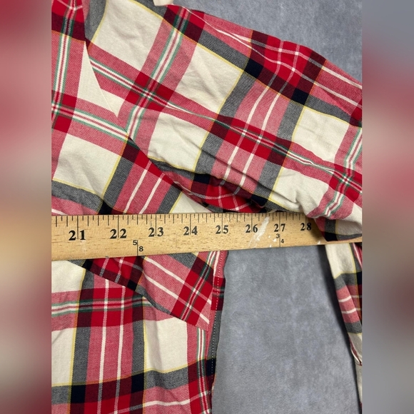 Talbots Red Multi Shimmer Plaid  Long Sleeve Button Down Shirt Size 2X - Picture 7 of 9